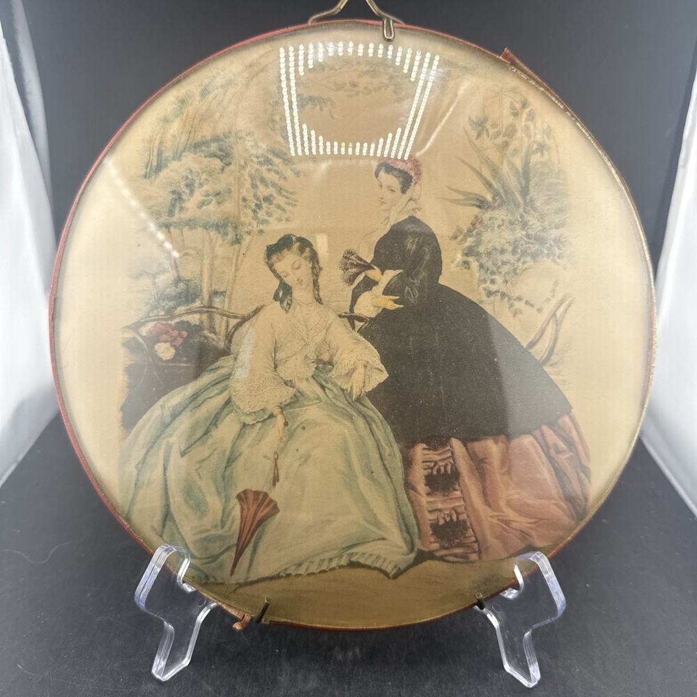 Vtg Peter Watson Studio Convex Bubble Glass French Fashion Print Wall Art 9”